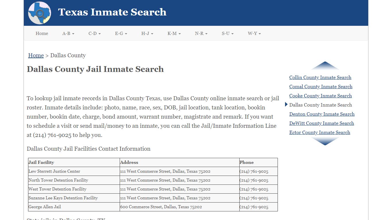 Dallas County Jail Inmate Search